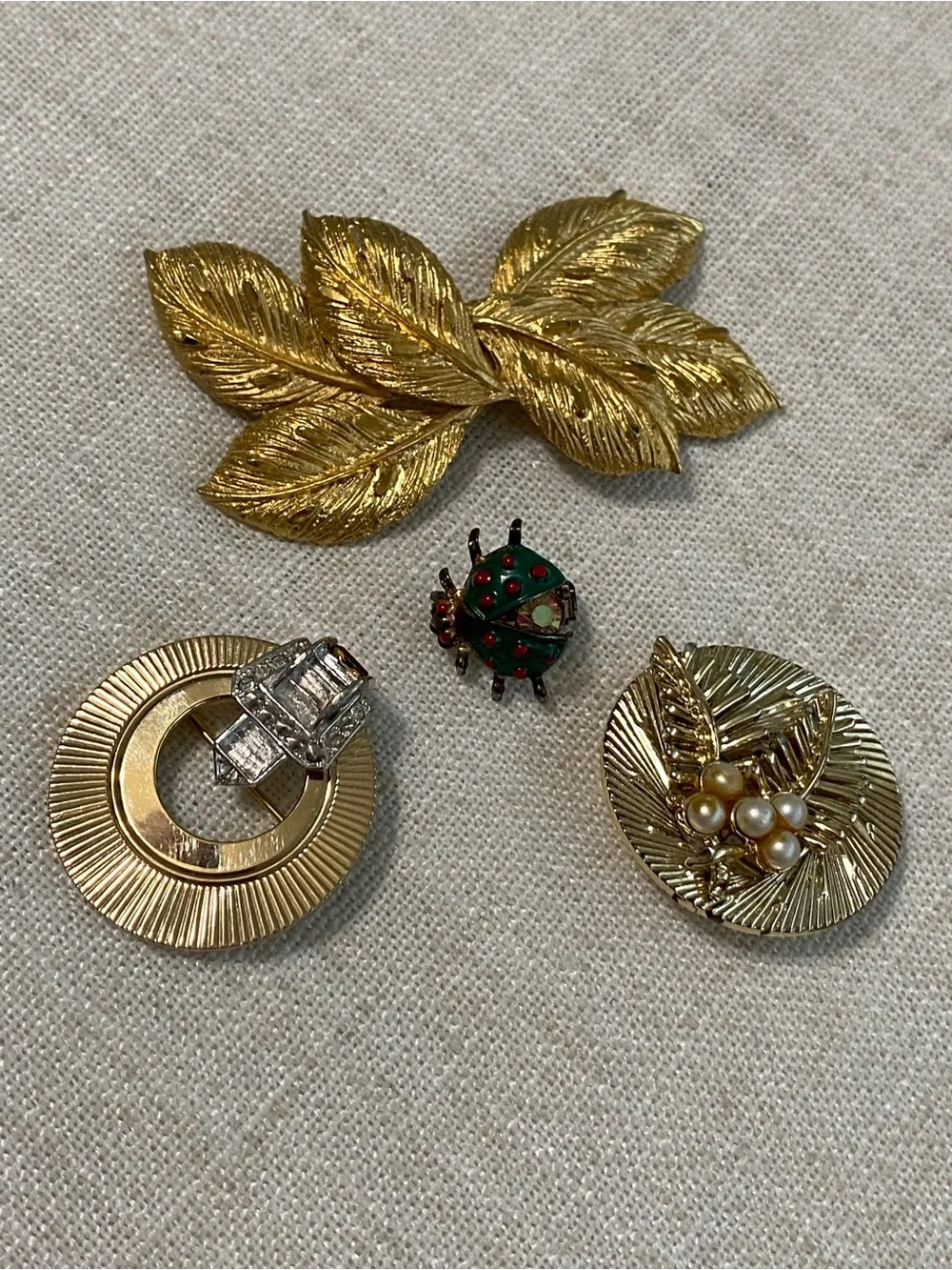 Vintage Brooch Bundle Coro Boucher Lady Bug Leaf